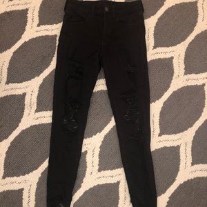 American eagle high rise black ripped jeans
